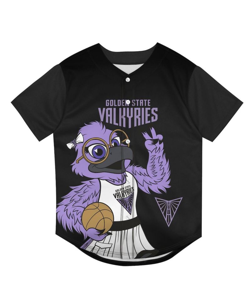 Big Boys and Girls Eclipse Black Golden State Valkyries Mascot Friend Mesh Fashion Jersey