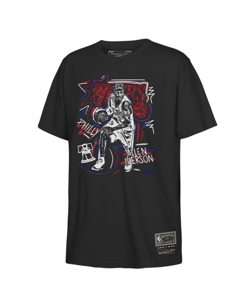 Big Boys and Girls Allen Iverson Black Philadelphia 76ers Chalked Up T-Shirt