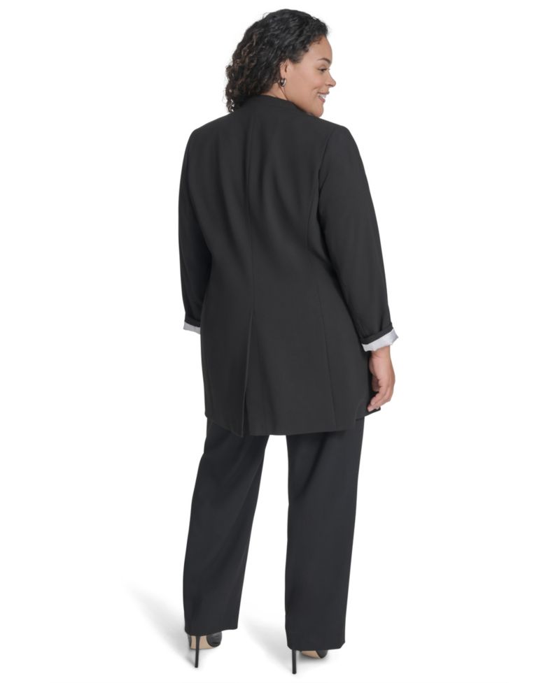 Plus Size Collarless Open-Front Topper Blazer