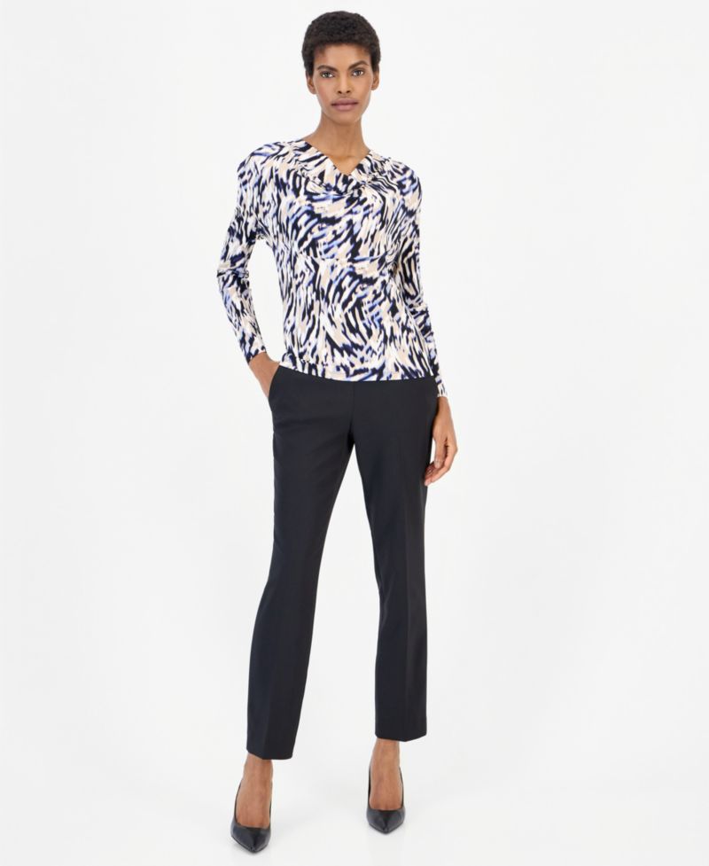 Women's 3Q Cowl-Neck Long-Sleeve Blouse