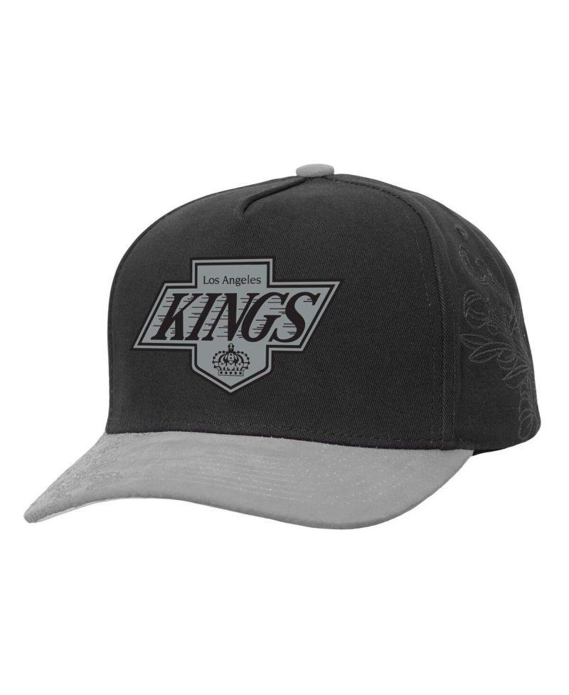 Men's Black/Silver Los Angeles Kings May Flowers Pro Crown Adjustable Hat