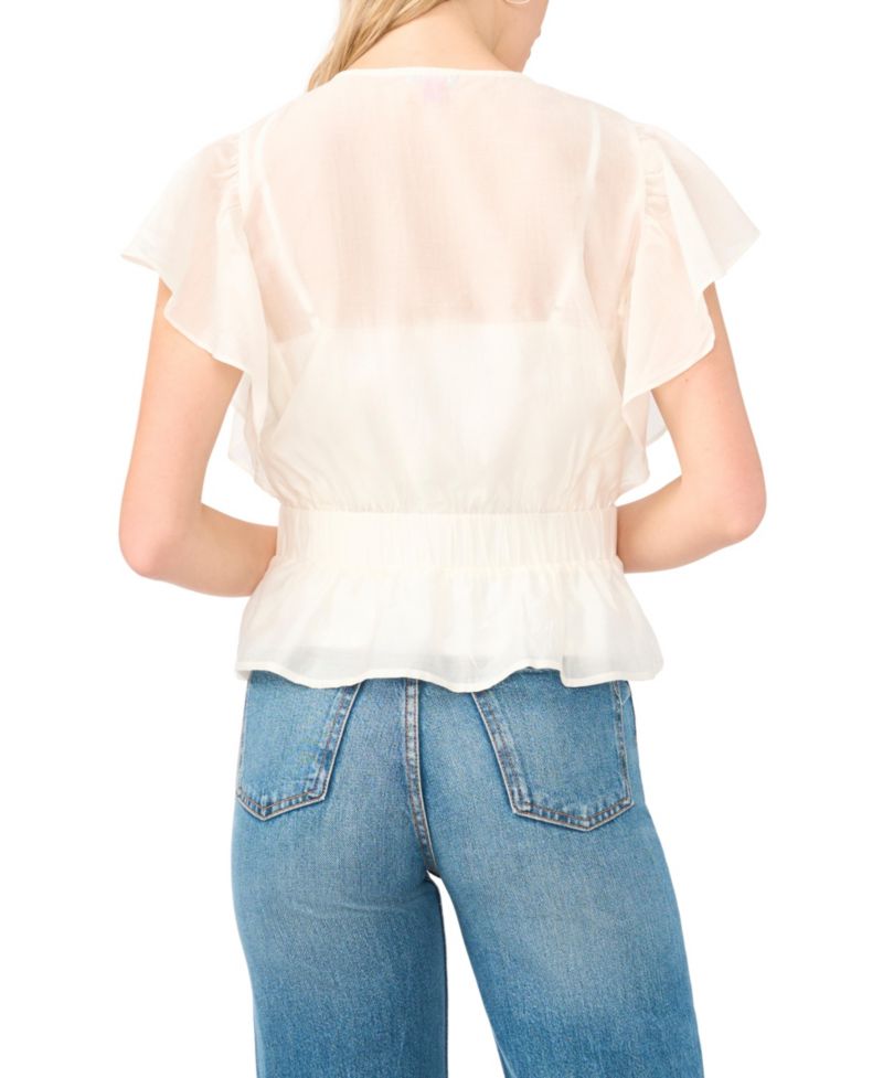 Women's Lace Front Wrap Peplum Top