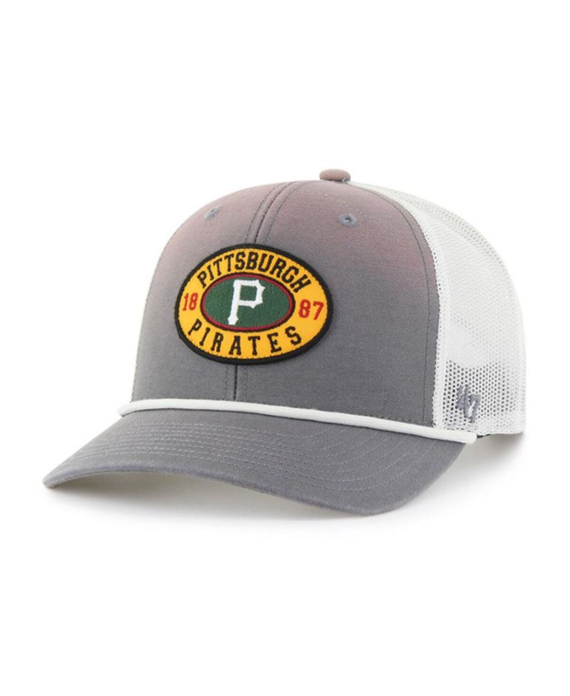Men's Gray/White Pittsburgh Pirates Tide Sweep Rope Trucker Adjustable Hat