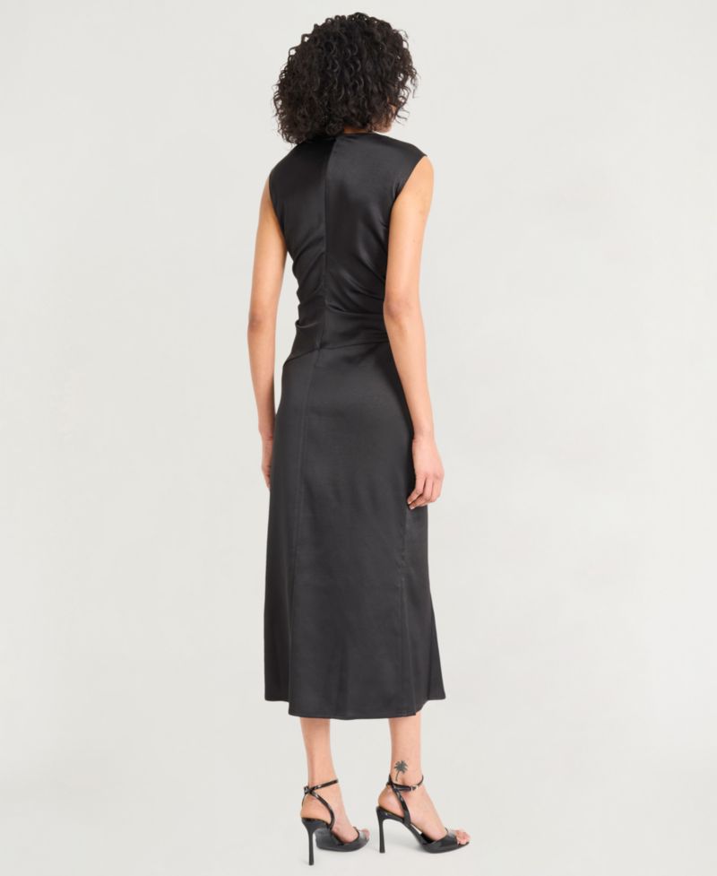 Women's Satin V-Neck Sleeveless Midi Dress