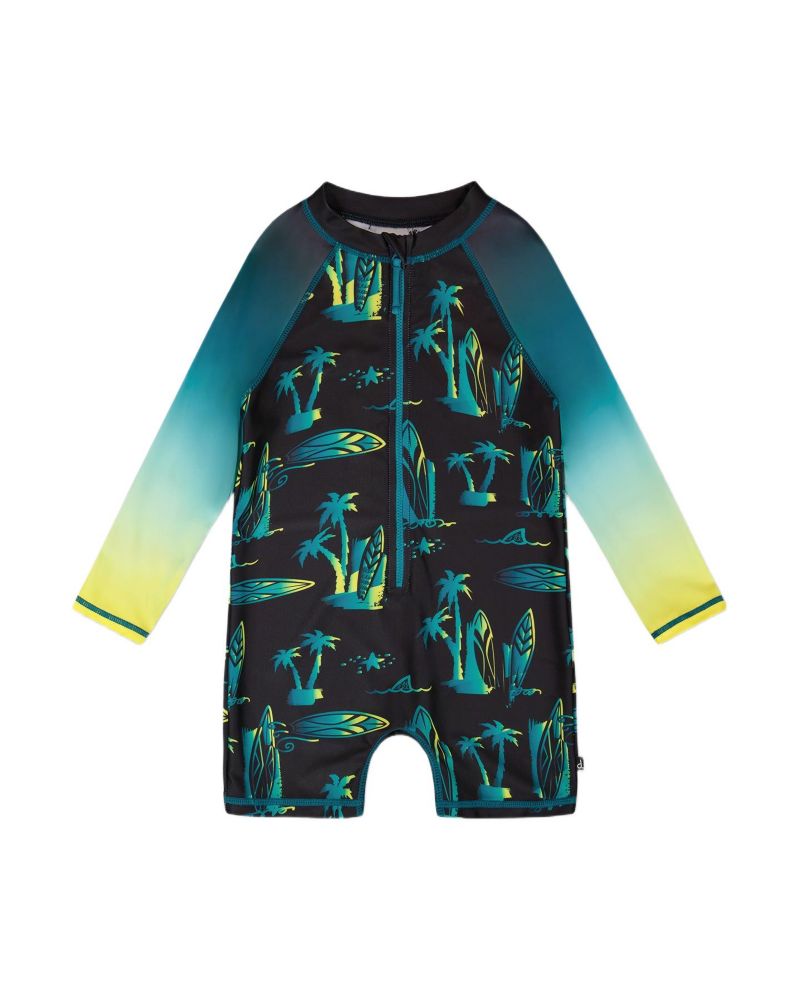 Baby Boys One-Piece Long Sleeve Rashguard Surf Print