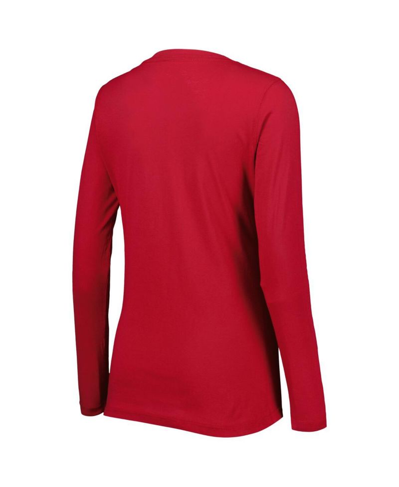 Women's Cardinal Arizona Cardinals Post Season Long Sleeve V-Neck T-shirt