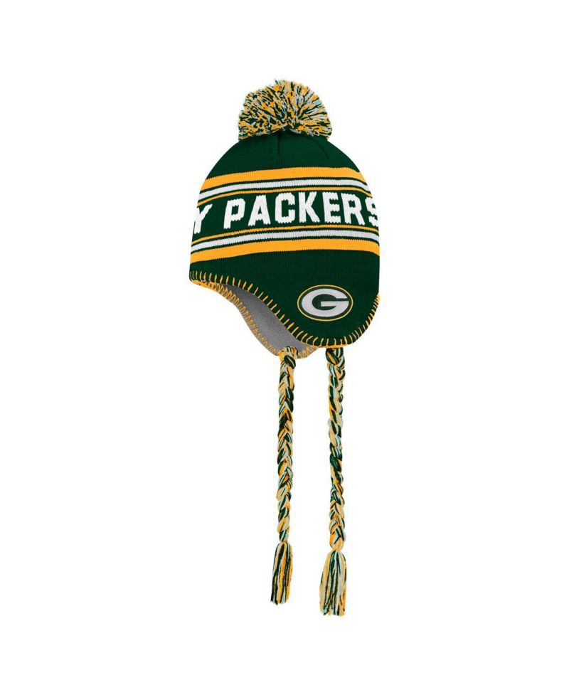 Preschool Green Green Bay Packers Jacquard Tassel Knit Hat with Pom