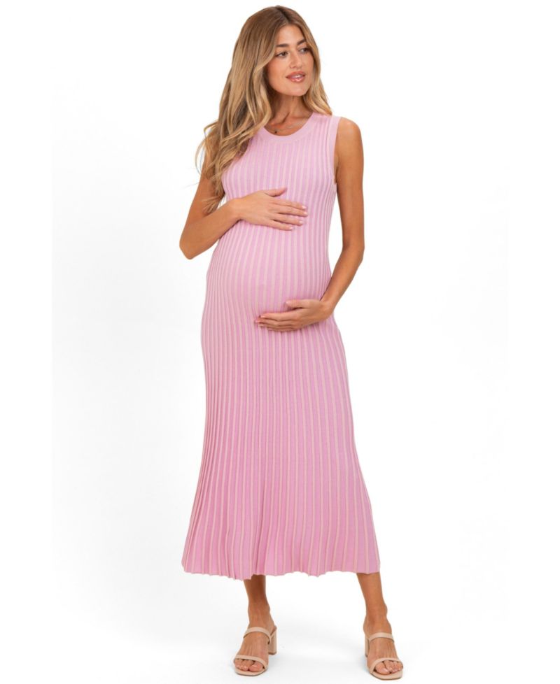 Women's Sky Blue Ribbed Knit Sleeveless Maxi Dress