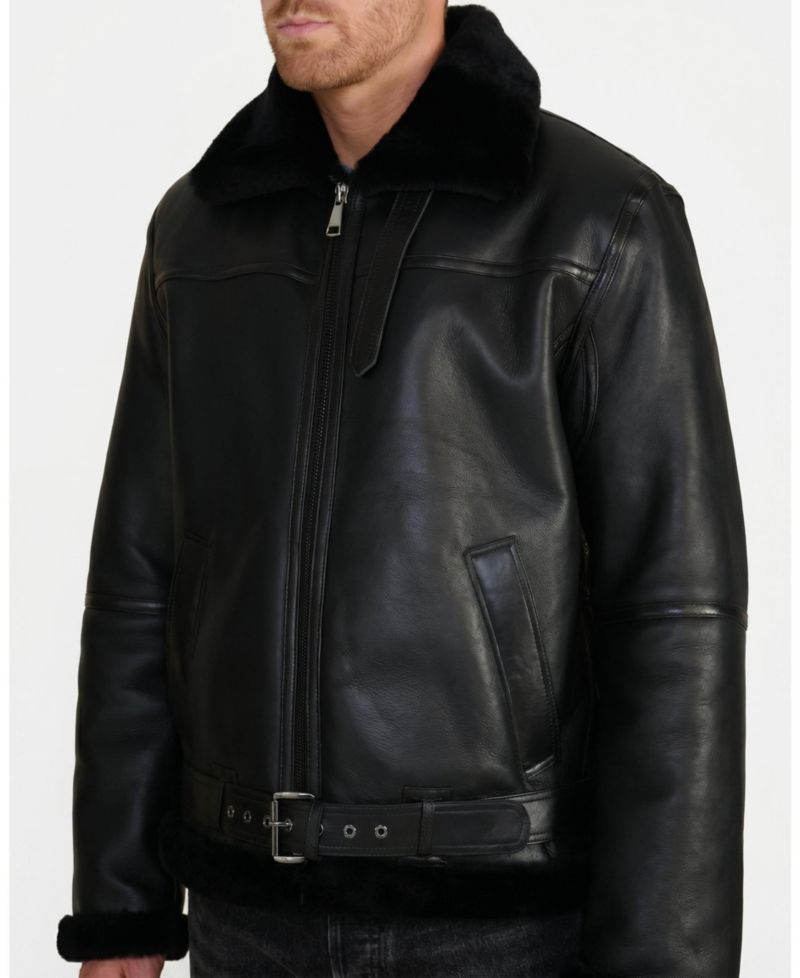 Men's Callahan Black Leather Shearling Jacket