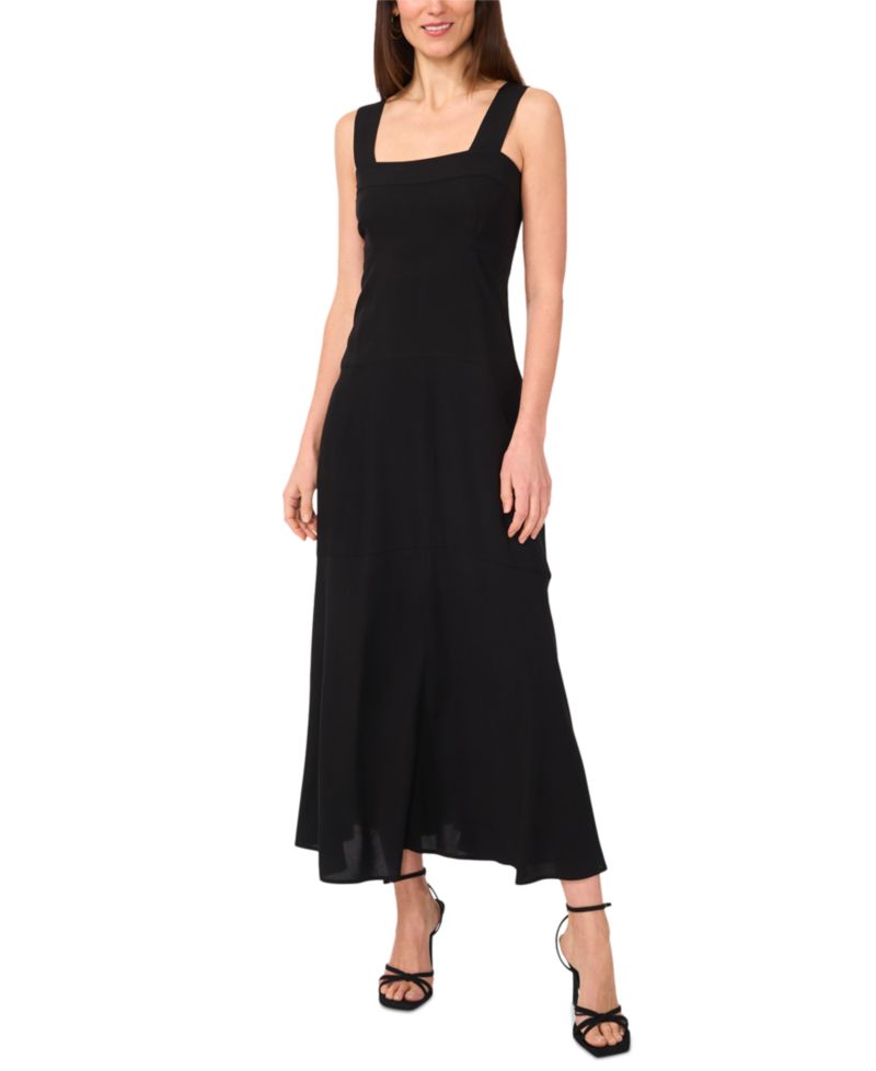Women's Challis Square-Neck Smocked-Back Sleeveless Maxi Dress
