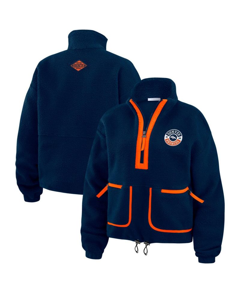 Women's Navy Denver Broncos Polar Fleece Half-Zip Jacket