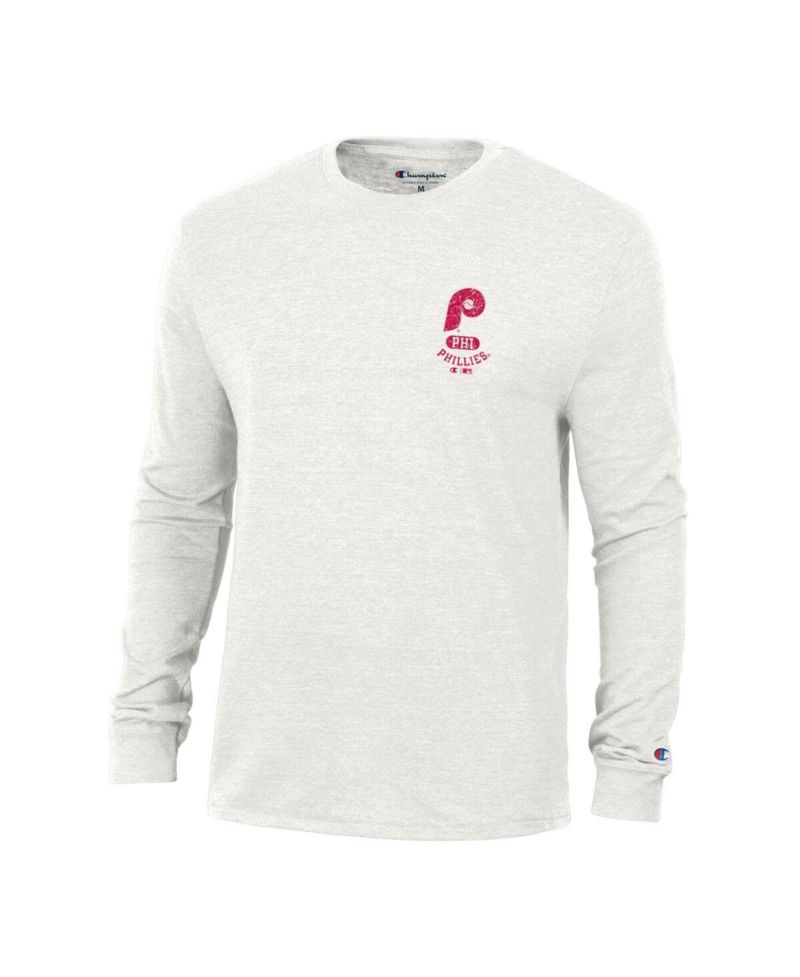 Men's White Philadelphia Phillies Cooperstown Winning Tradition Tri-Blend Long Sleeve T-Shirt