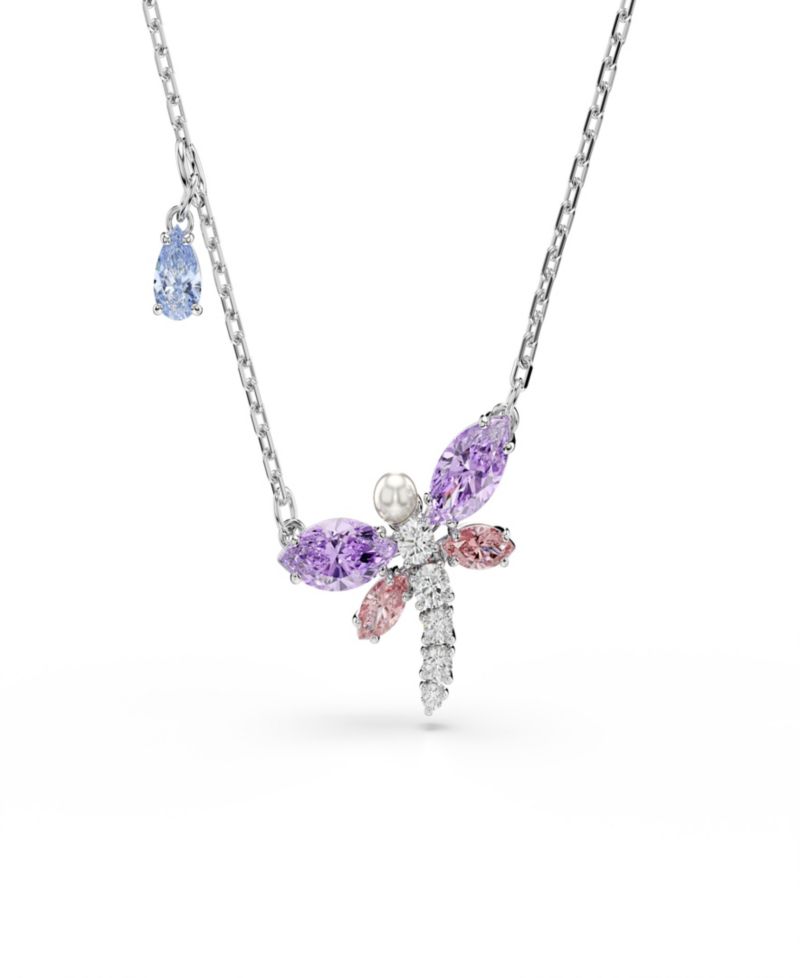 Ariana Grande x Mixed Cuts, Dragonfly, Multicolored, Rhodium-Plated Pendant Necklace