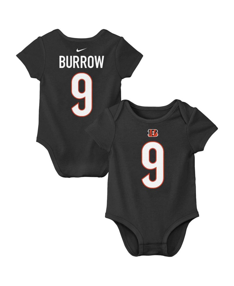 Baby Boys and Girls Joe Burrow Black Cincinnati Bengals Player Name & Number Bodysuit