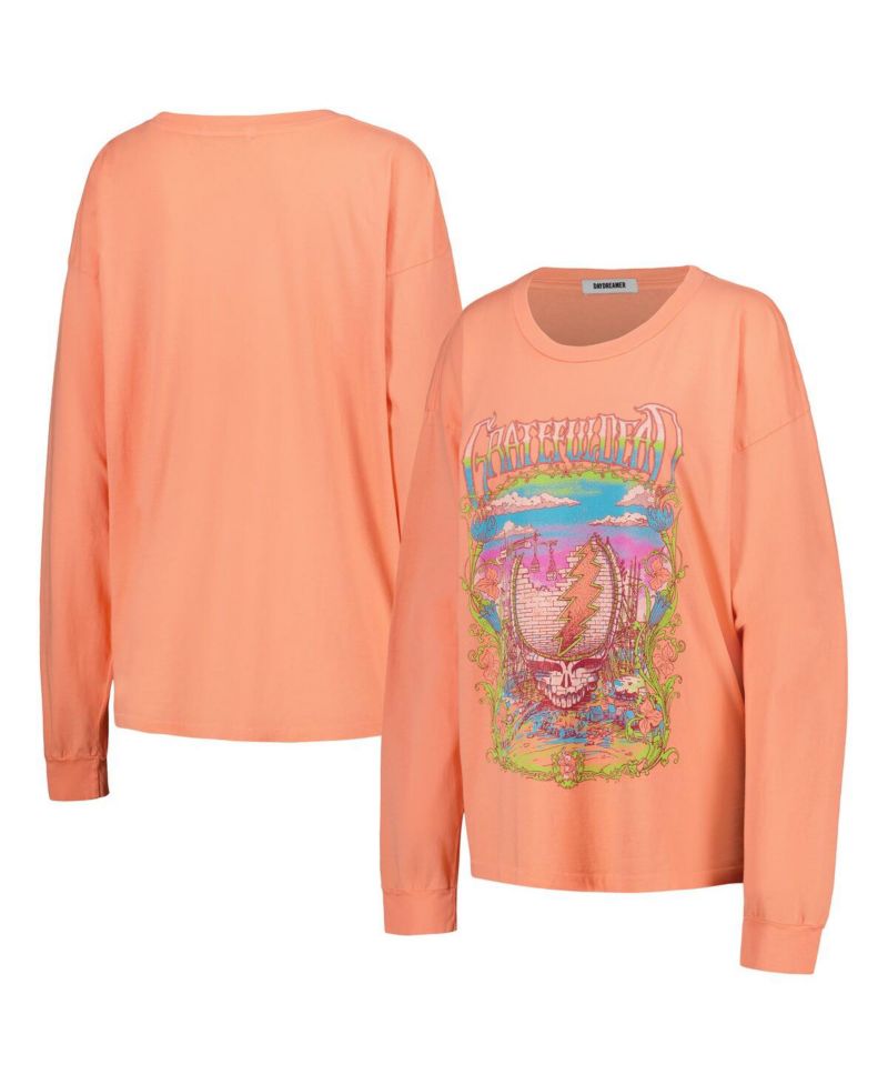 Women's Coral The Grateful Dead Merch Long Sleeve T-shirt