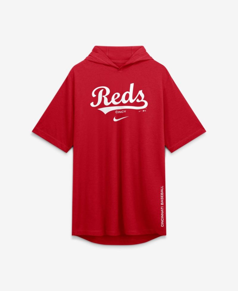 Men's Red Cincinnati Reds Arched Wordmark Tri-Blend Hooded T-Shirt