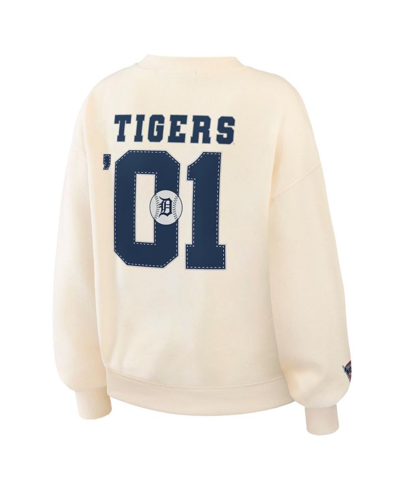 Women's Cream Detroit Tigers Heavyweight Crew Neck Sweatshirt