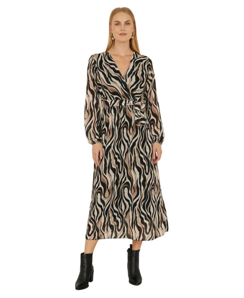 Women's Animal Swirl Midi Wrap Dress