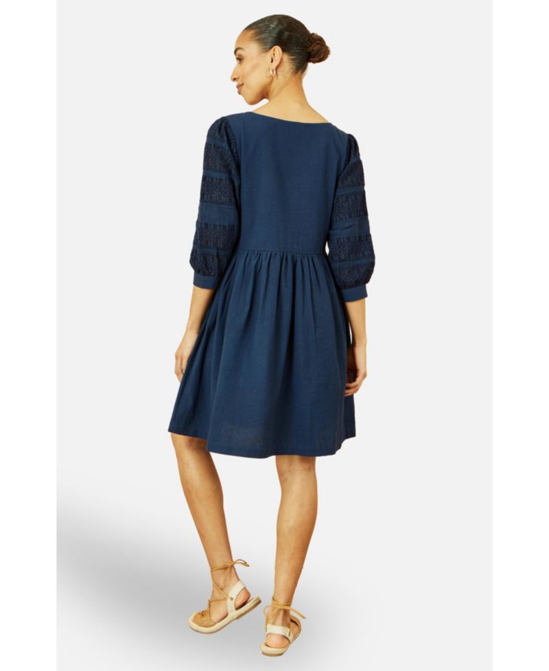 Women's Broderie Anglaise Puff Sleeve Dress