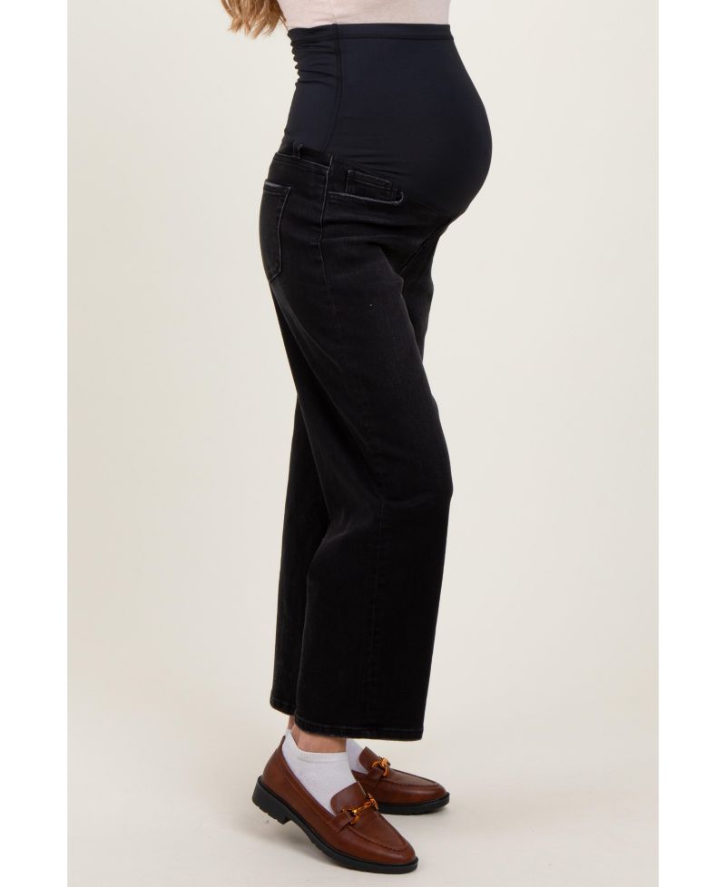 Women's Black Cropped Wide Leg Jeans