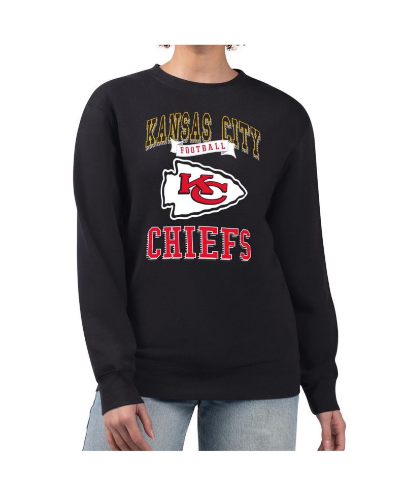 Women's Black Kansas City Chiefs Team Logo Graphic Tri-Blend Pullover Sweatshirt