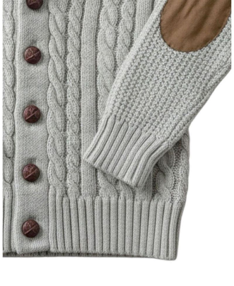 Little Boys 5-7 Organic Shawl Collar Cable Sweater Cardigan