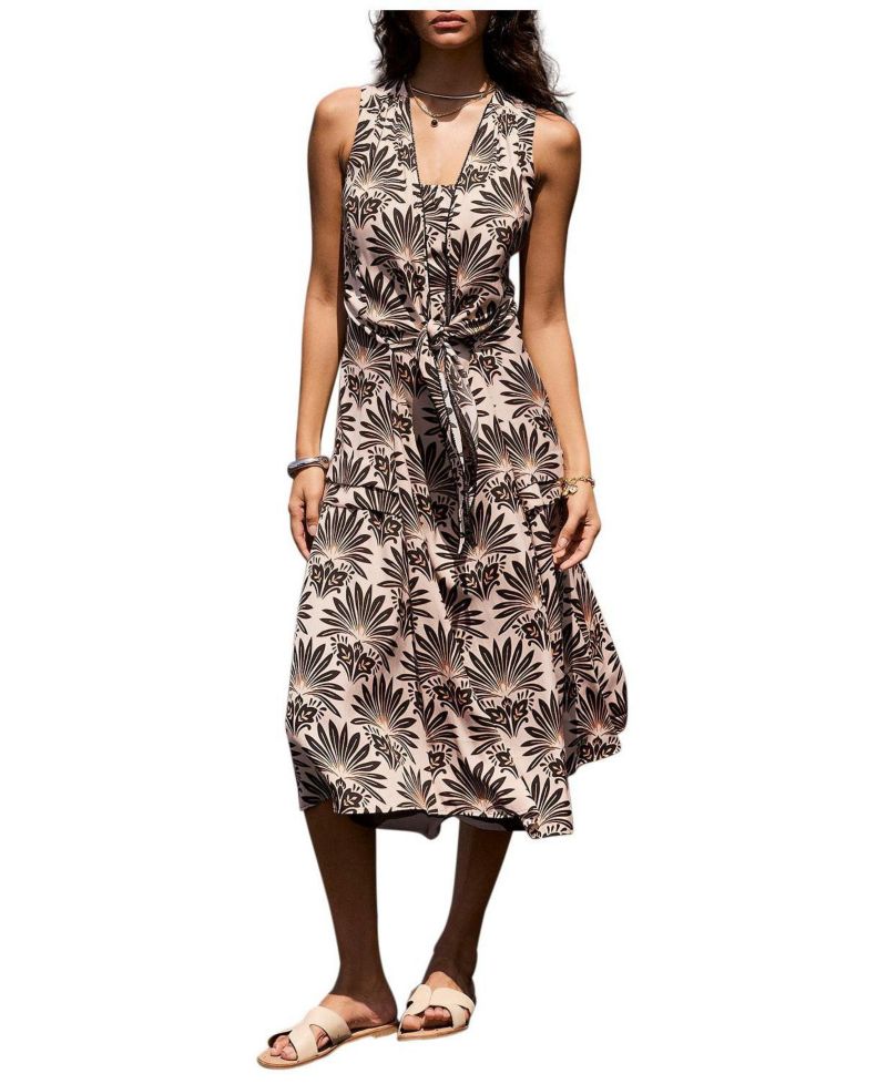 Women's Floral-Print Square-Neck Midi Dress