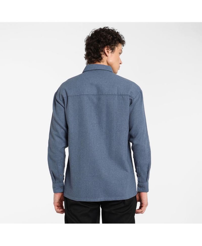 Men's Lapis Blue Waffle-Knit Shirt