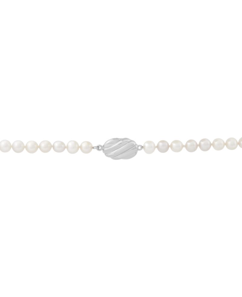 Cultured Freshwater Pearl (5mm & 10 x 8mm) & Cubic Zirconia Lariat Necklace in Sterling Silver