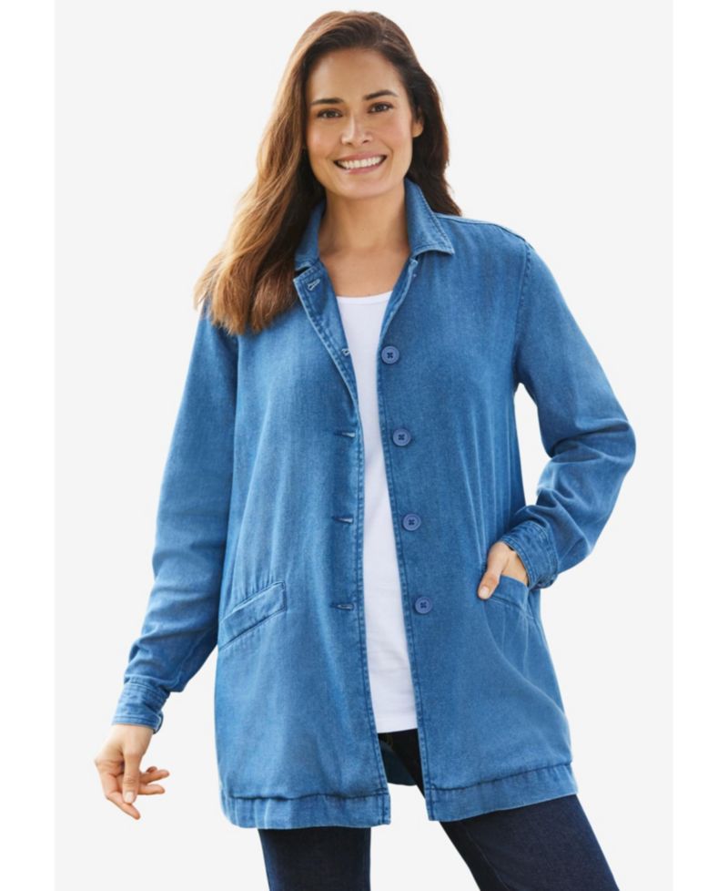 Plus Size Within Pleat-Back Denim Jacket