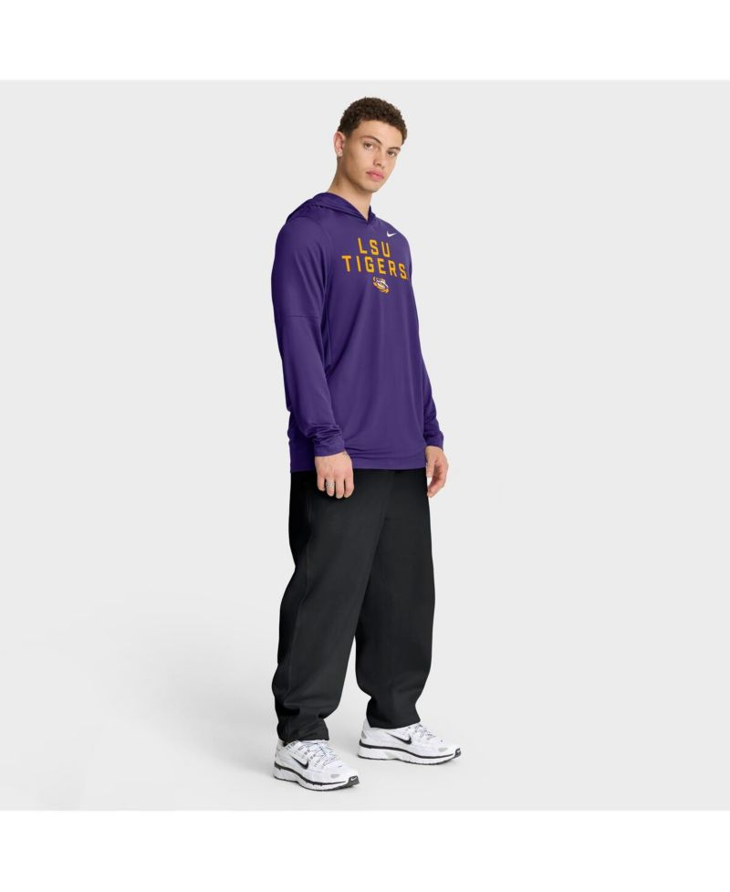 Men's Purple LSU Tigers 2025 Sideline Performance Long Sleeve Hoodie T-Shirt
