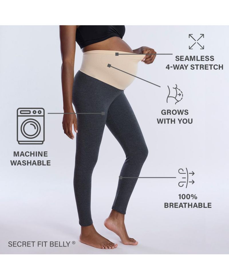 Women's Basic Secret Fit Belly Crop Leggings - Black - Size: Large - Motherhood