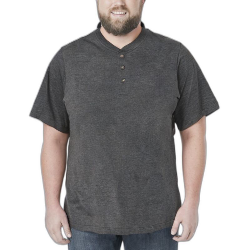 Men's by KingSize Heavyweight Longer-Length Short-Sleeve Henley Shirt