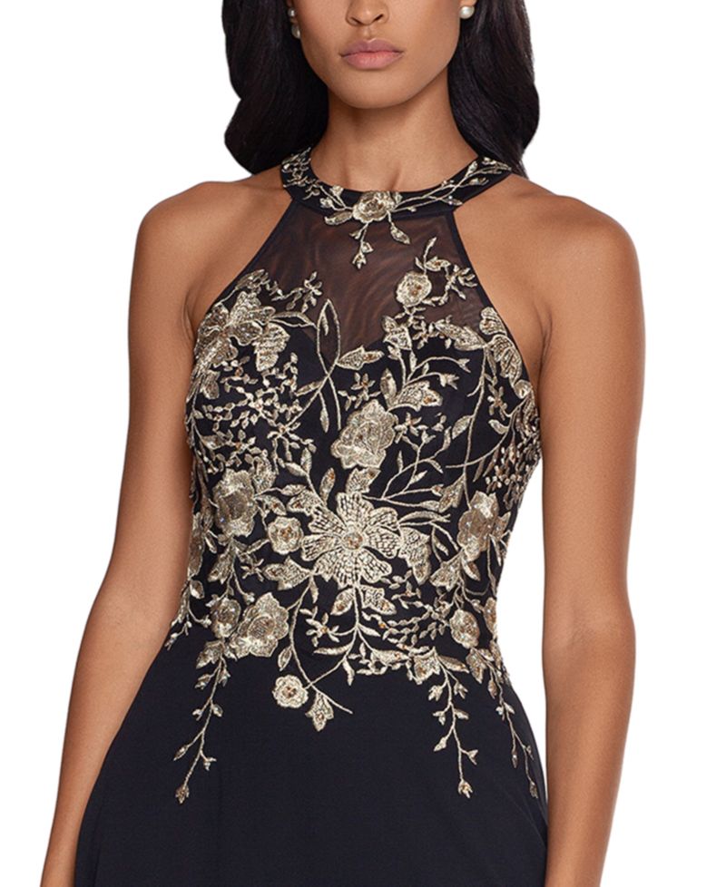 Embellished Chiffon Illusion Gown