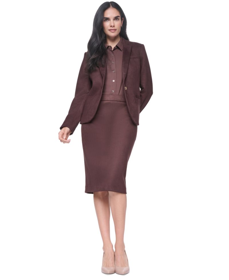 Women's Short One-Button Faux Suede Blazer