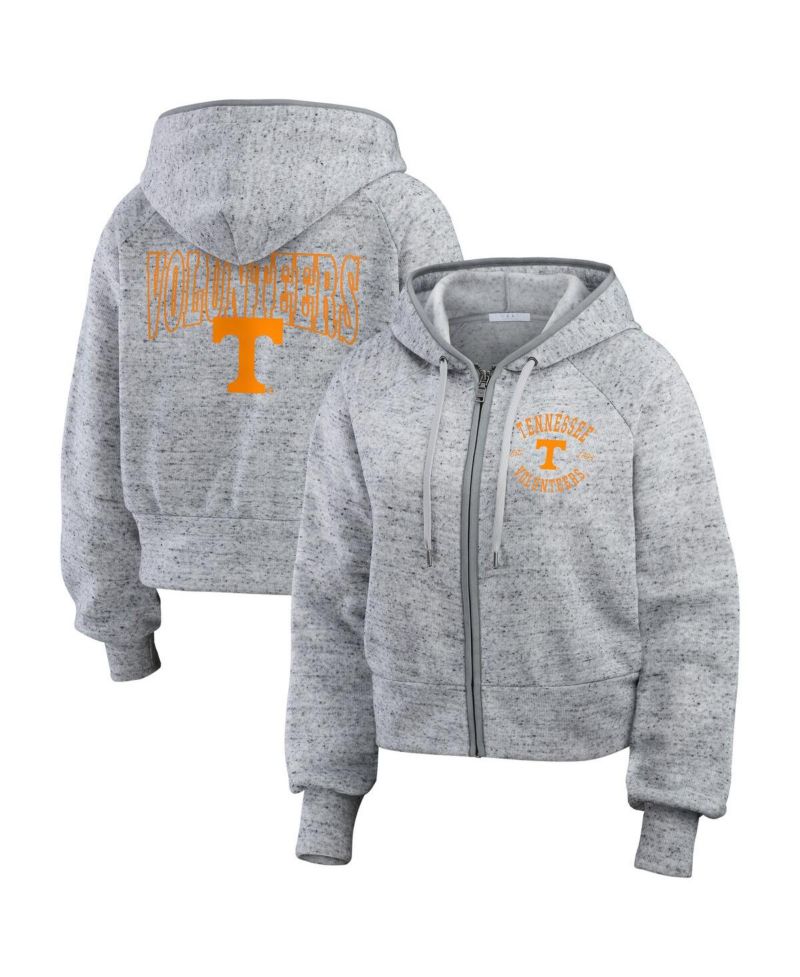 Women's Heather Gray Tennessee Volunteers Wear Speckle Double-Hit Raglan Full-Zip Hoodie