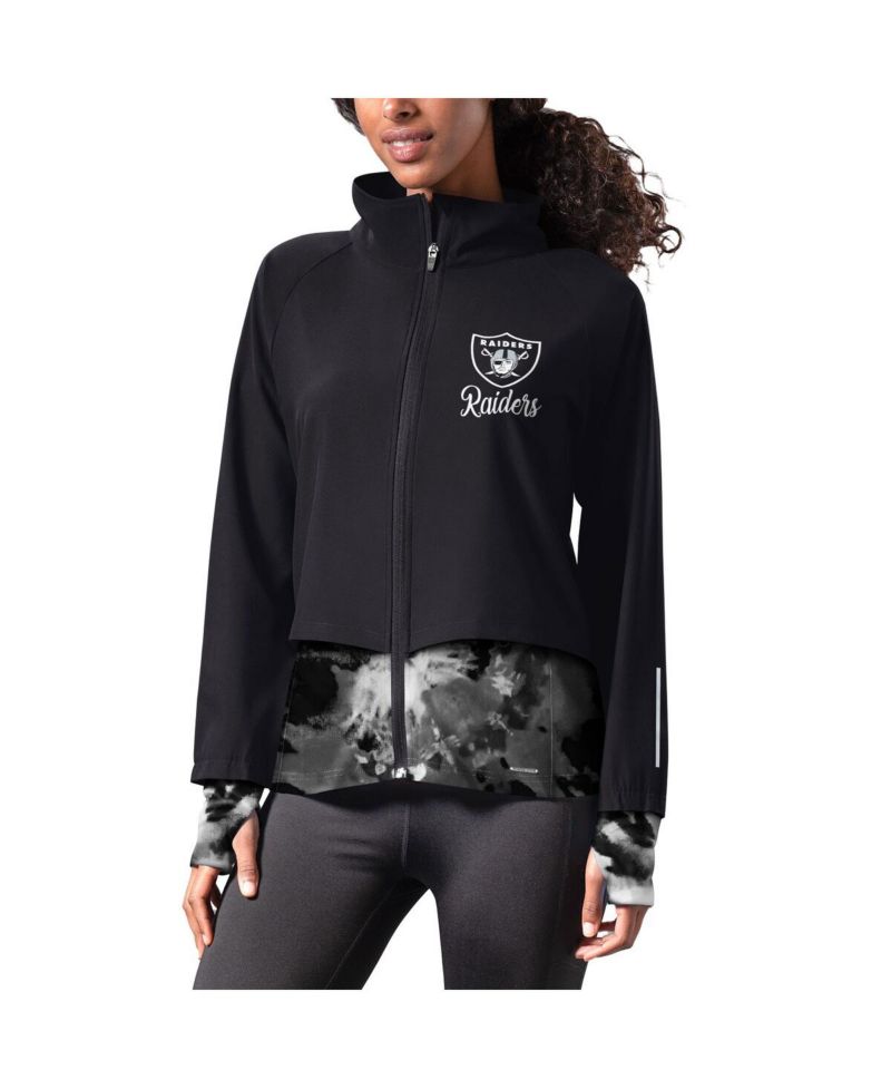 Women's Black Las Vegas Raiders Grace Raglan Full-Zip Running Jacket