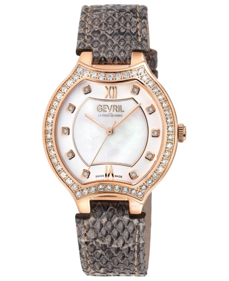 Women's Lugano Swiss Quartz Diamond Hand made Italian leather Strap Watch