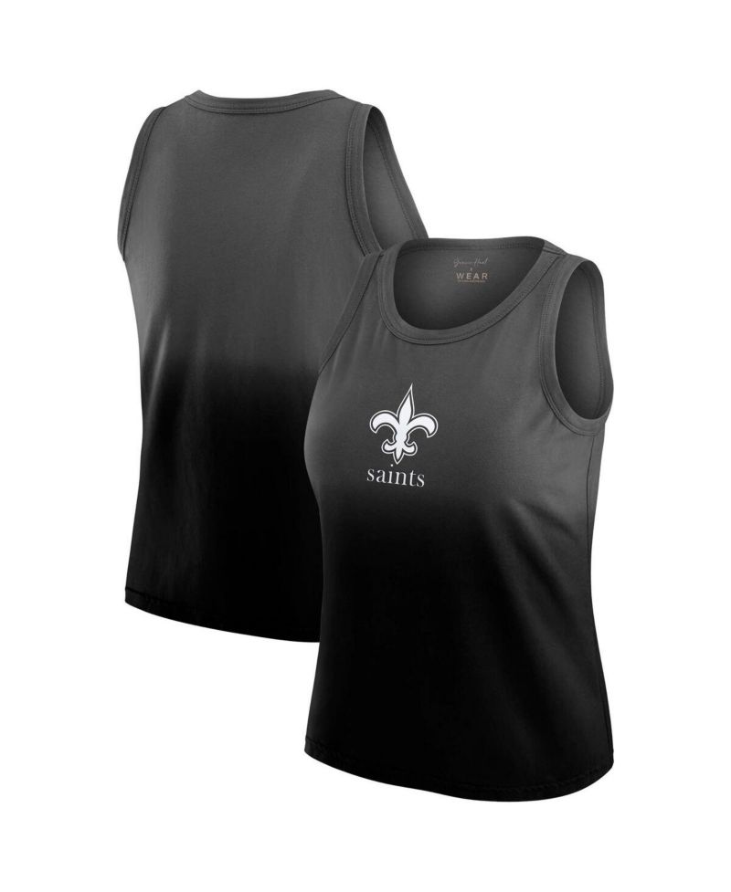 Women's Black New Orleans Saints Ombre Tank Top