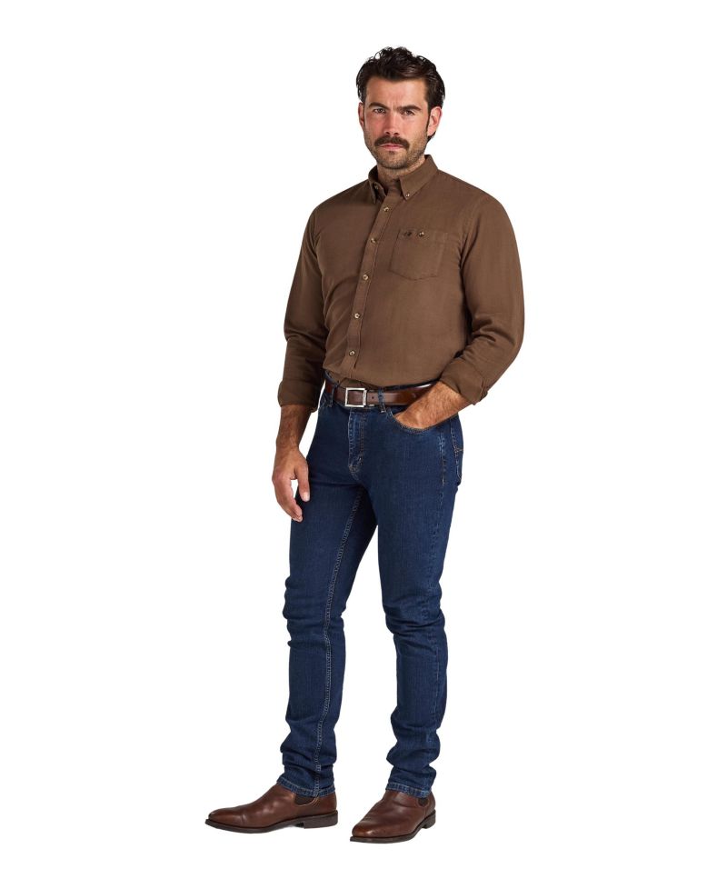 Men's Big & Tall Long Sleeve Brushed-Herringbone Shirt