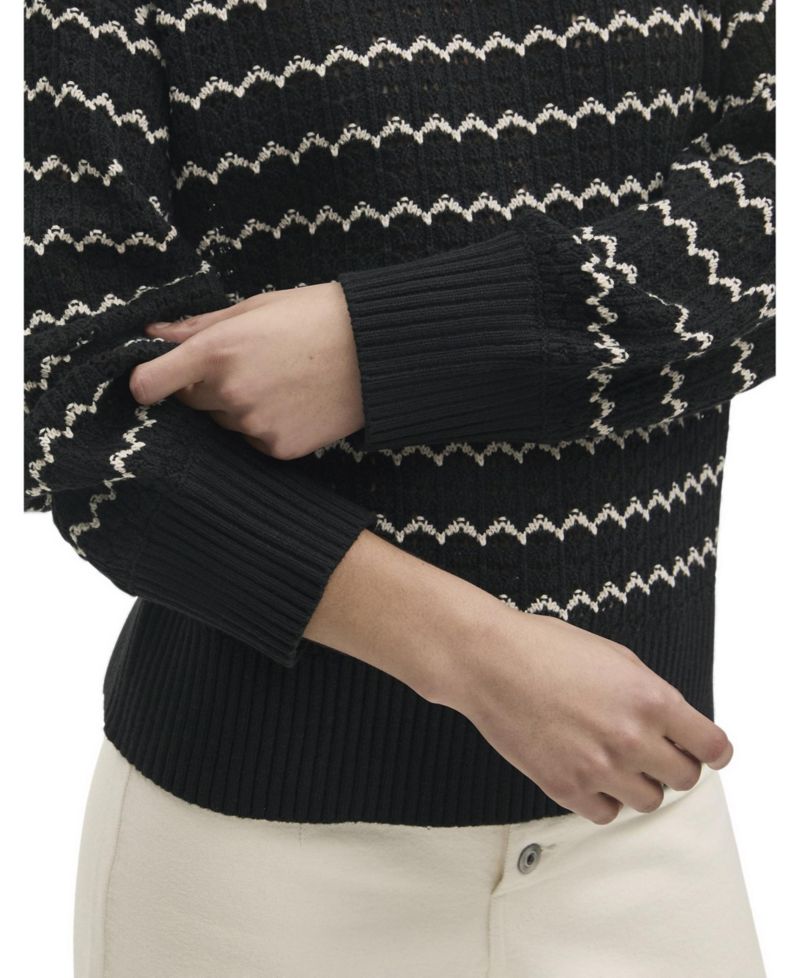 Women's Sansa Crochet Striped Long-Sleeve Sweater