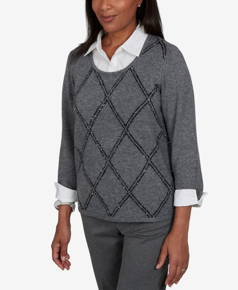 Women's Sweatr 3/4-Sleeve Scoop Neck Pullover