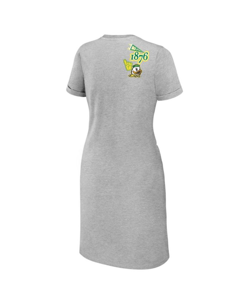 Women's Heather Gray Oregon Ducks Knotted T-Shirt Dress