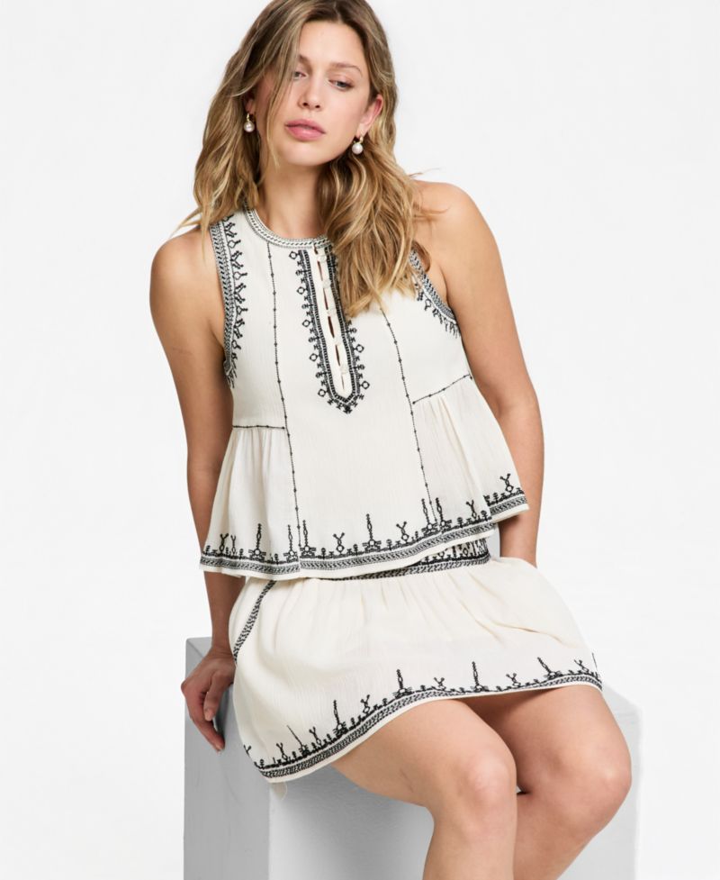 Women's Embroidered-Trim Mini Skirt