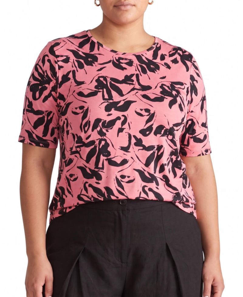Plus Size Liquid Jersey Crew Neck Stovepipe Tee