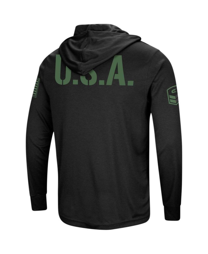 Men's Black Arkansas Razorbacks Big and Tall OHT Military-Inspired Appreciation Tango Long Sleeve Hoodie T-shirt