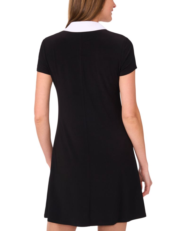 Women's Short-Sleeve Combo Collar Dress