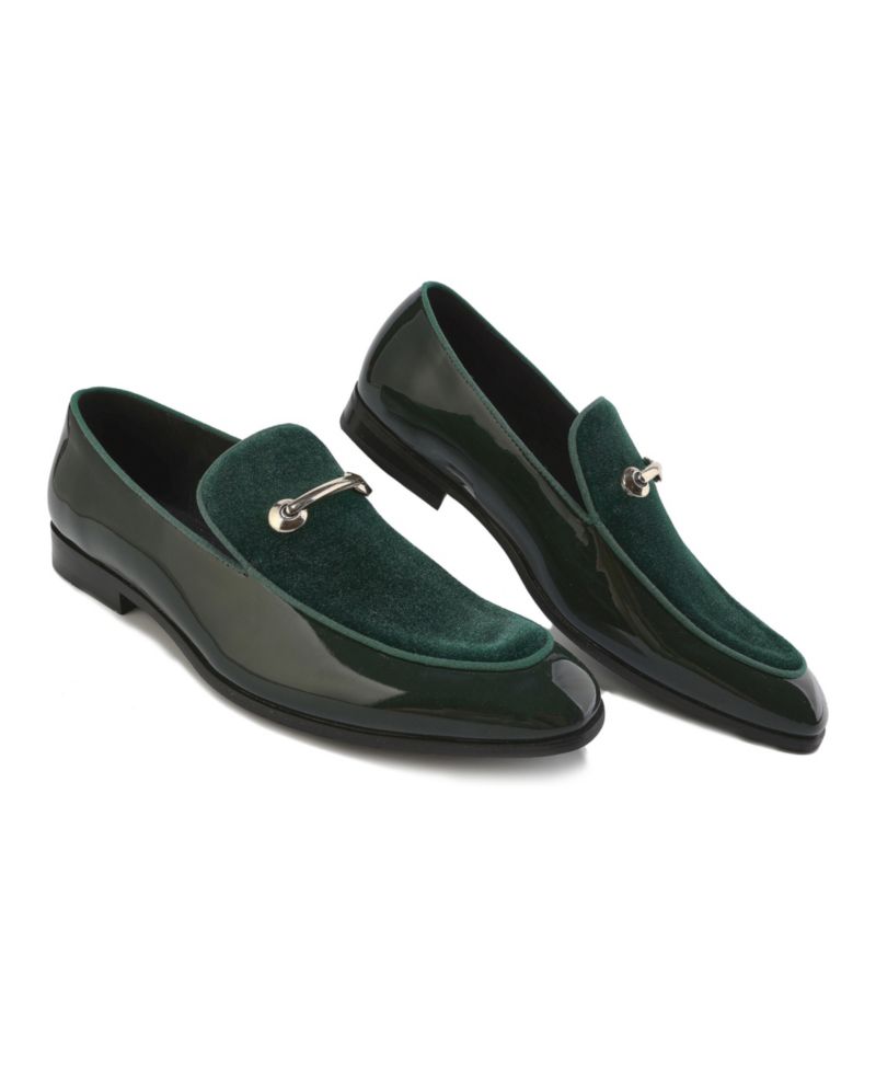 Men's Velvet & Patent Leather Slip On Dress Loafer