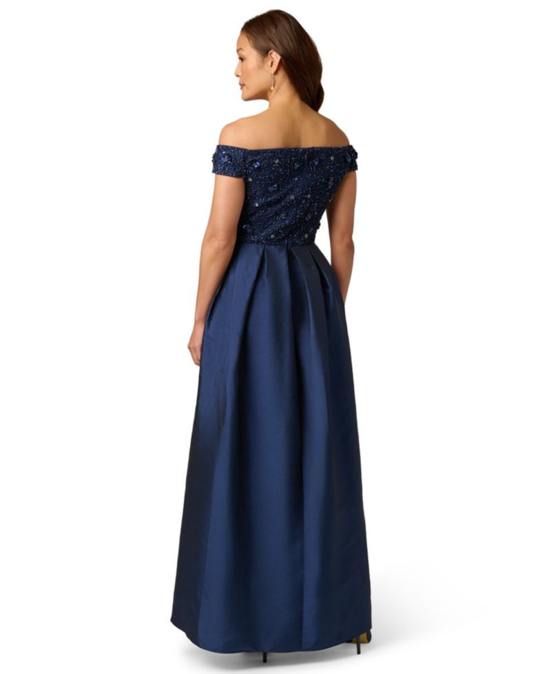 Women's Beaded Taffeta Overlay Ball Gown
