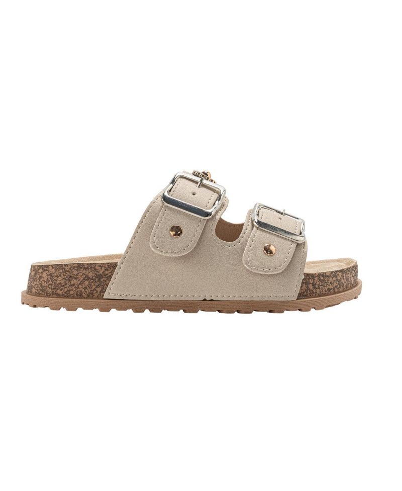 Girls Footbed Sandals - Lightweight with Secure Buckles and Multi-Charm Details (Little Girls/kids)